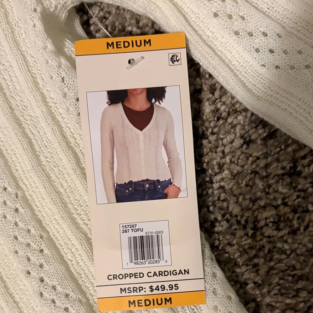 Aeropostale Light Ivory Open-Knit Button Cardigan